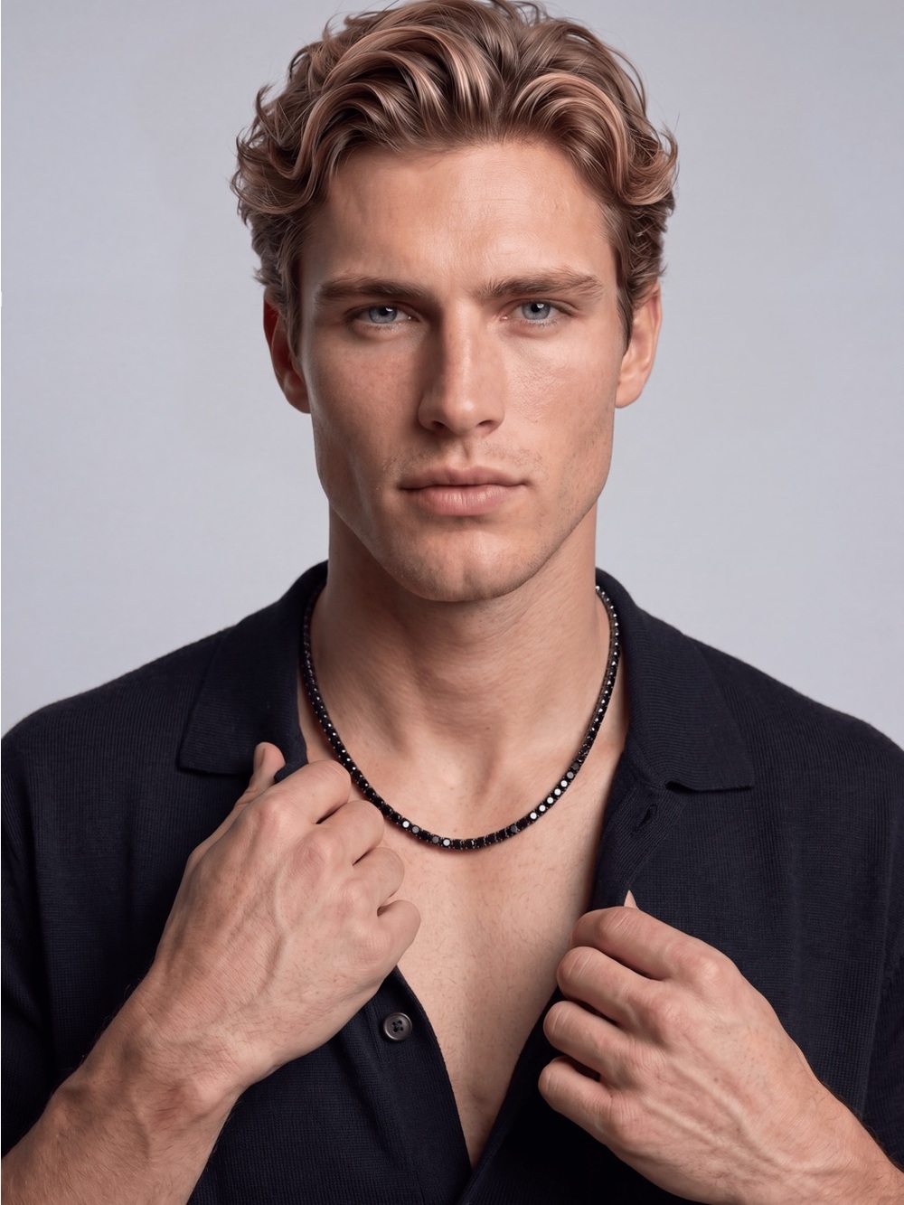Black Rhodium 20mm Tennis Necklace over